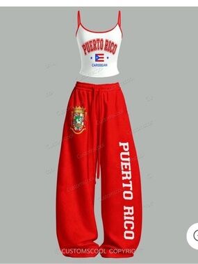Puerto Rico Red Wide-Leg Lounge Pants - Women's